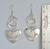 2 Tone Heart Beat Earrings