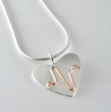 2 Tone Heart Beat Pendant