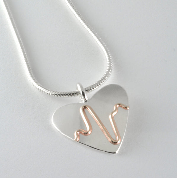 2 Tone Heart Beat Pendant