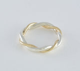 Custom: 14kt Yellow Gold and Sterling Silver Twist Ring