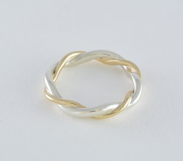 Custom: 14kt Yellow Gold and Sterling Silver Twist Ring