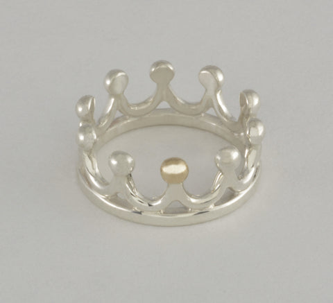 Custom: Sterling Silver and 14kt Yellow Gold Crown Ring