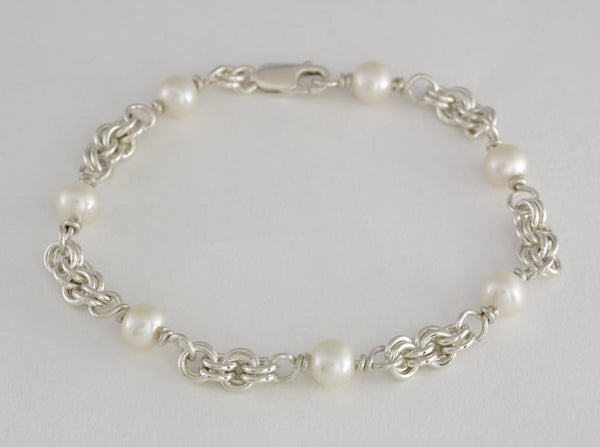 Custom: Small Double Jump Bracelet with White Pearls