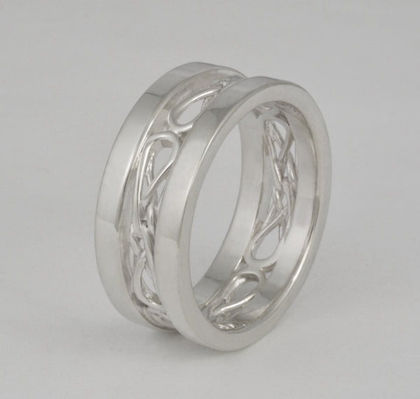 Custom: Sterling Silver Stacked Celtic Knot Ring with Square Rails