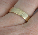 Custom: 14kt Gold 5mm Wide Ring with Hammered Texture