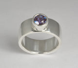 Custom: 6mm Wide Sterling Silver Band with Bezel Set Alexandrite