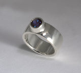 Custom: 6mm Wide Sterling Silver Band with Bezel Set Alexandrite