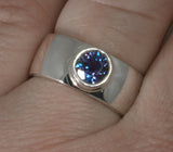 Custom: 6mm Wide Sterling Silver Band with Bezel Set Alexandrite