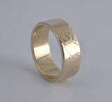 Custom: Gold Memorial Ring with Hammered Texture