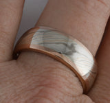 Custom: Tricolour Mokume Gane Band (8mm) with 14kt Red Gold Rails