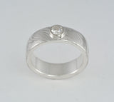 Custom: Palladium White Gold and Sterling Silver 6mm Mokume Ring with Round Diamond