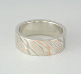 Custom: Tricolor Mokume Gane Band 8mm Flat Profile